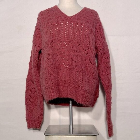 Handmade Women’s Hand Knit Pink V Neck Sweater L - Picture 10 of 10
